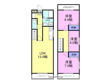 ひまわりはうす2(2SLDK/2階)の間取り写真