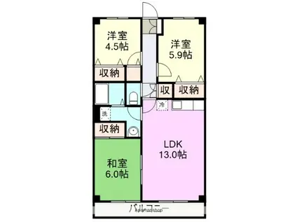 グレース伏見A(3LDK/2階)の間取り写真