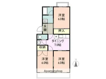 コンフォート伏見(3DK/2階)の間取り写真