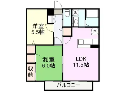 サンガーデン畑中B(2LDK/2階)の間取り写真