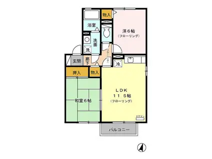 ラ・ブランタン21(2LDK/2階)の間取り写真