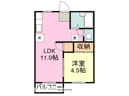 メゾン初音(1LDK/2階)の間取り写真