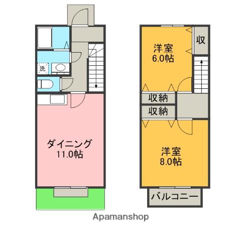 パステルビレッジ(2LDK/1階)の間取り写真