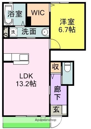 ブエナビスタ(1LDK/1階)の間取り写真