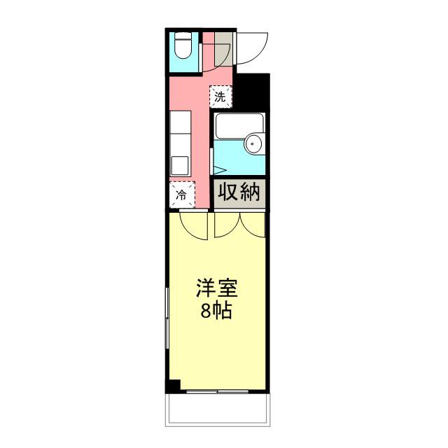 ヴィラ停雲(1K/2階)の間取り写真