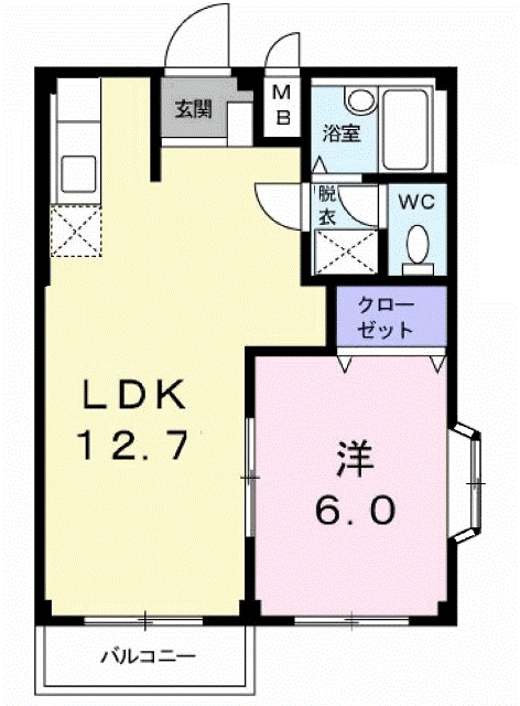 エルディムワタナベⅠ(1LDK/2階)の間取り写真