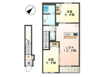 クレシア(2LDK/2階)の間取り写真