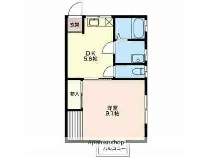 ハイム上の原(1DK/1階)の間取り写真