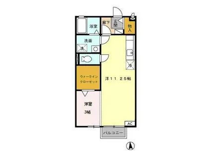 パレスレイト(1LDK/2階)の間取り写真