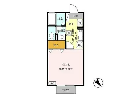 ル・アーブル狩野(1K/1階)の間取り写真