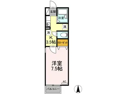 クレール竹原(1K/2階)の間取り写真