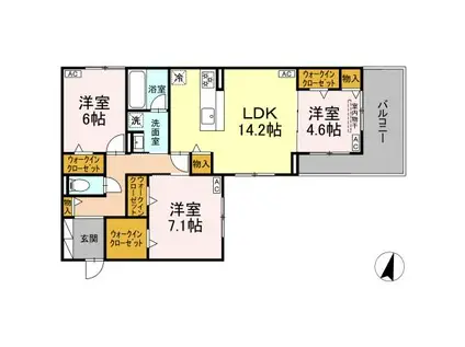 DIOSPERSIMMON長泉 II棟(3LDK/3階)の間取り写真