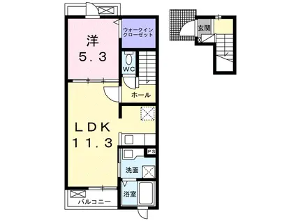 リジエールⅠ(1LDK/2階)の間取り写真