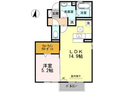 ベルフローラルアレィ(1LDK/1階)の間取り写真