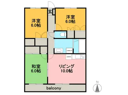 コーポしろかね(3LDK/2階)の間取り写真