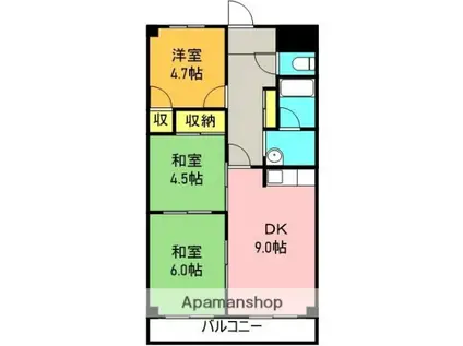 ベルシャイン竹原B棟(3DK/5階)の間取り写真