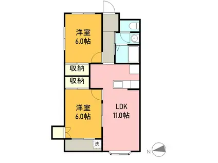 スプレング小林(2LDK/3階)の間取り写真