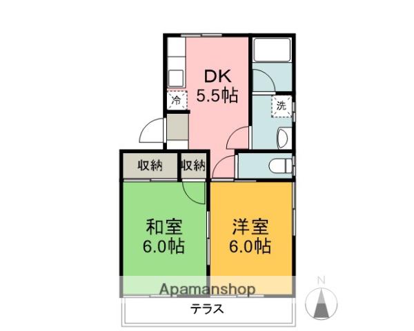 コーポ山久(2DK/1階)の間取り写真