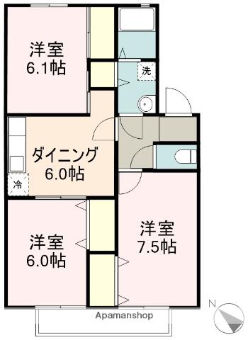セジュール長田3号館(3DK/2階)の間取り写真