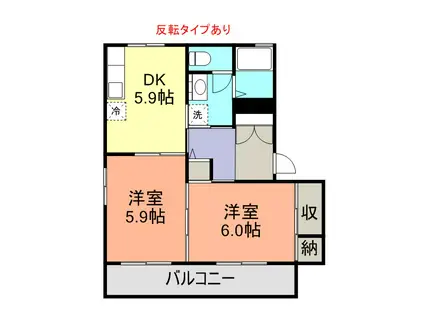 OLDGREENWICH(2DK/1階)の間取り写真