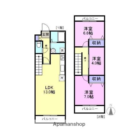 ひまわりはうす2(2SLDK/2階)の間取り写真