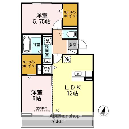 グランデ北沢(2LDK/2階)の間取り写真