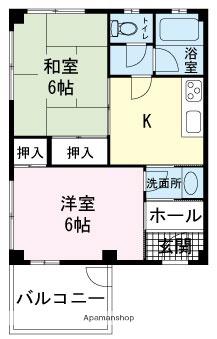 リデンテ南町(2DK/2階)の間取り写真
