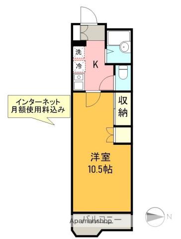 ベルセゾン(1K/1階)の間取り写真