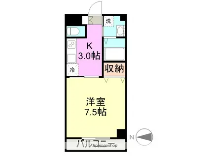 東海道本線 三島駅 徒歩8分 6階建 築21年(1K/2階)の間取り写真