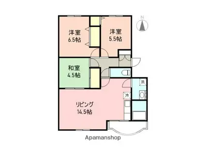 イーフラッツ・ネオ(3LDK/2階)の間取り写真