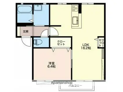 タウニー野村FG(1LDK/2階)の間取り写真