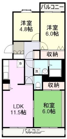 グランシャリオ(3LDK/2階)の間取り写真