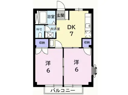 メゾンエトワール(2DK/2階)の間取り写真