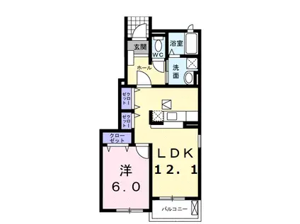 コウハイムⅡ(1LDK/1階)の間取り写真