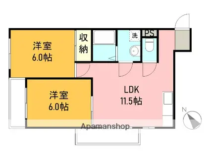 メゾンマキセキ(2LDK/2階)の間取り写真