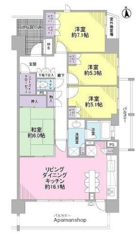 ウィスティリア長泉(4LDK/4階)の間取り写真