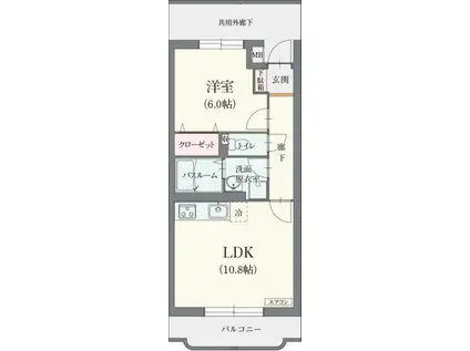 アビターレ上土狩(1LDK/2階)の間取り写真