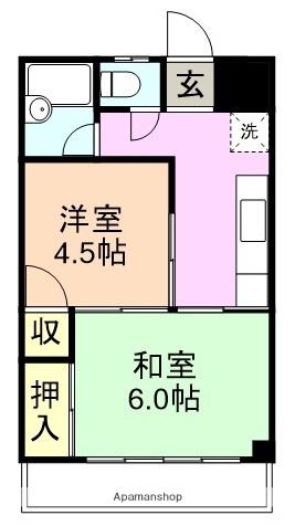 山之尻マンション(2K/1階)の間取り写真