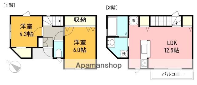 御殿場線 下土狩駅 徒歩3分 2階建 築6年(2LDK)の間取り写真