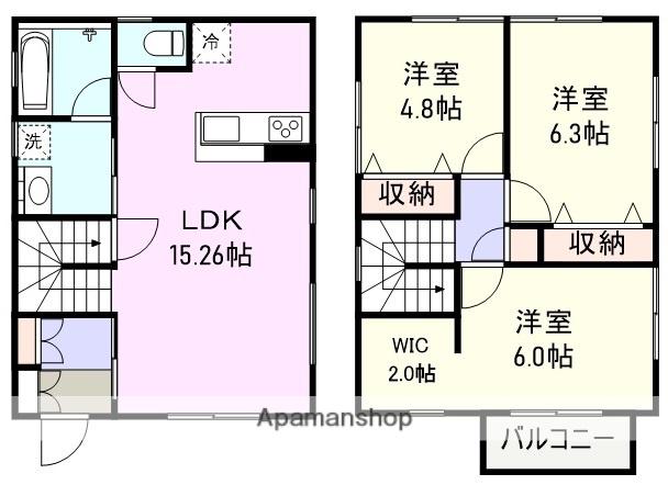 伊豆箱根鉄道駿豆線 三島広小路駅 徒歩26分 2階建 築4年(3LDK)の間取り写真