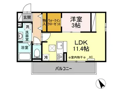 ソレイユメゾン御殿場(1LDK/1階)の間取り写真