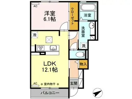 サンロード(1LDK/1階)の間取り写真