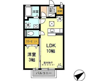 コンフォート ヴィラ(ワンルーム/1階)の間取り写真