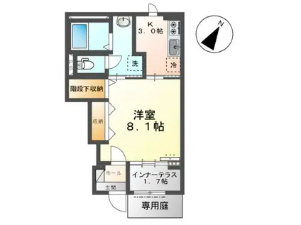 サンモール中島C(1K/1階)の間取り写真