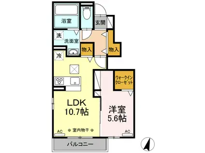 ソレイユ(1LDK/1階)の間取り写真