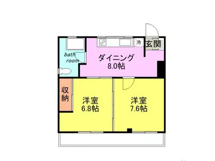 カサブランカビル(2DK/3階)の間取り写真