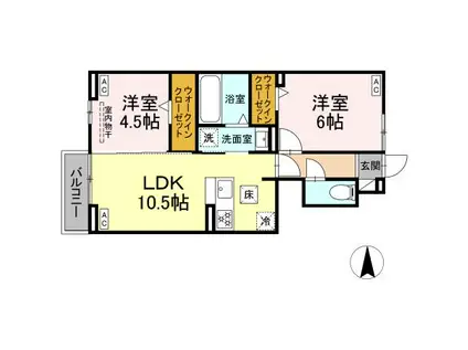CASA TAKEKURA(2LDK/1階)の間取り写真