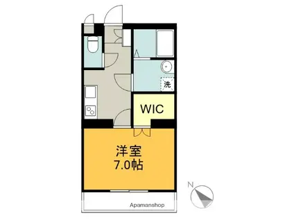 フラット麻布Ⅲ(1K/2階)の間取り写真