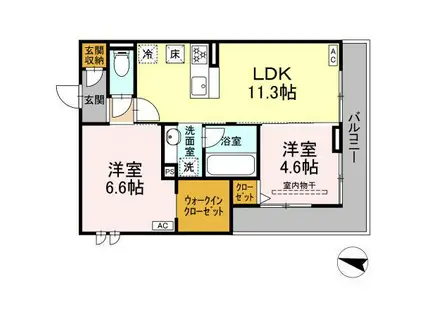 D-ROOM長泉町下土狩IIPJ(2LDK/1階)の間取り写真