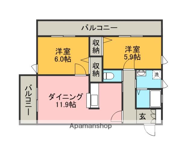 グリーンハイム土屋2(2LDK/2階)の間取り写真